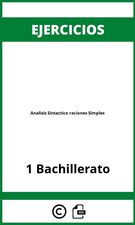 Analisis Sintactico 1 Bachillerato Oraciones Simples Ejercicios  PDF