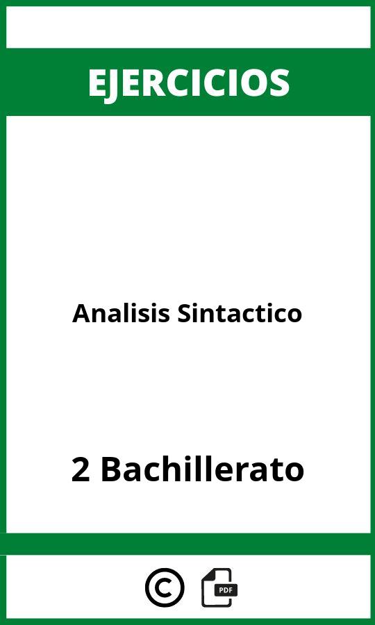 Analisis Sintactico 2 Bachillerato Ejercicios  PDF