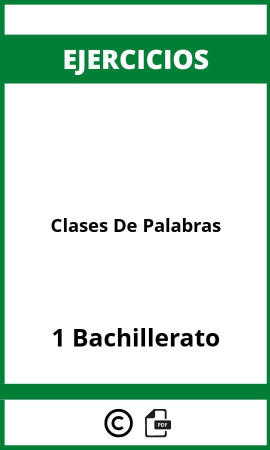 Ejercicios Clases De Palabras 1 Bachillerato PDF
