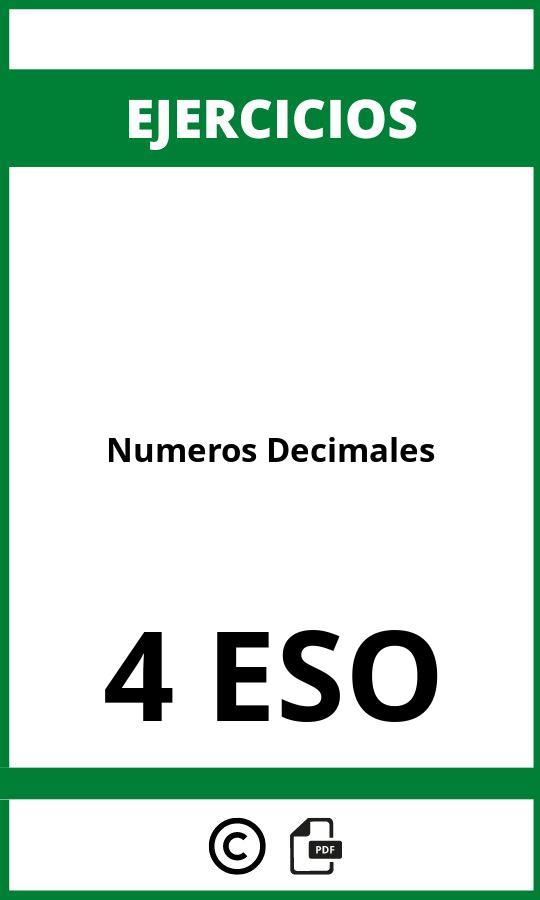 Ejercicios Con Numeros Decimales 4 ESO PDF