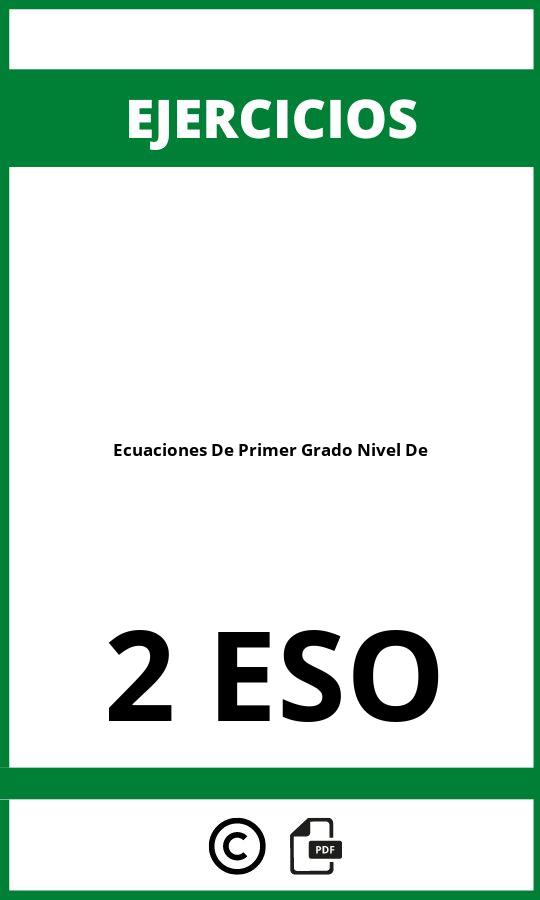 Ejercicios De Ecuaciones De Primer Grado Nivel 2 De ESO PDF