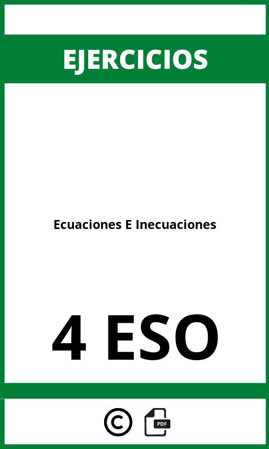 Ejercicios De Ecuaciones E Inecuaciones 4 ESO PDF