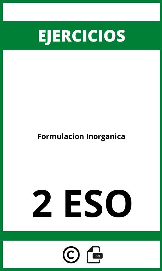 Ejercicios De Formulacion Inorganica 2 ESO PDF