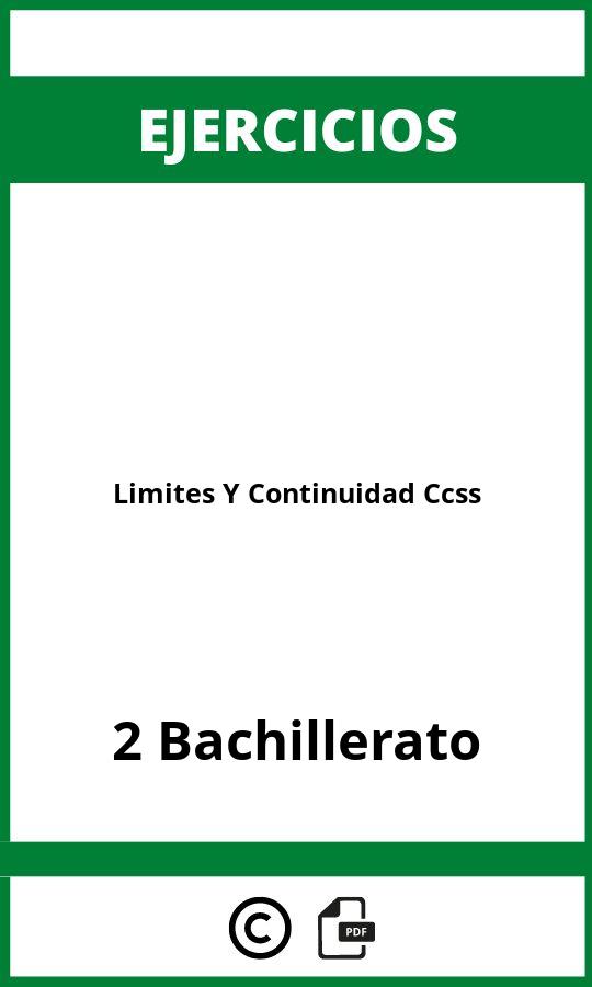 Ejercicios De Limites Y Continuidad 2 Bachillerato Ccss PDF