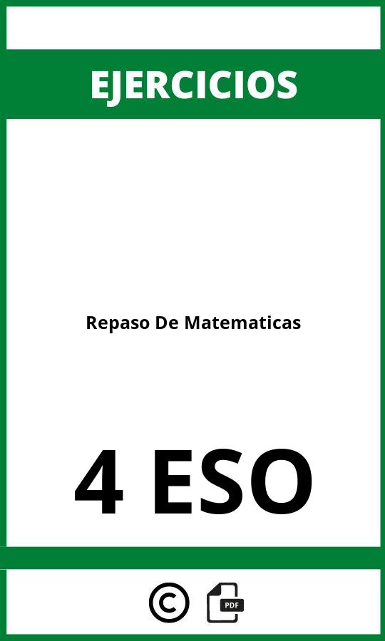 Ejercicios De Repaso De Matematicas 4 ESO PDF