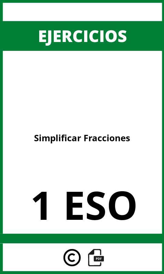 Ejercicios De Simplificar Fracciones 1 ESO PDF