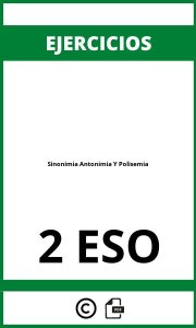 Ejercicios De Sinonimia Antonimia Y Polisemia 2 ESO PDF