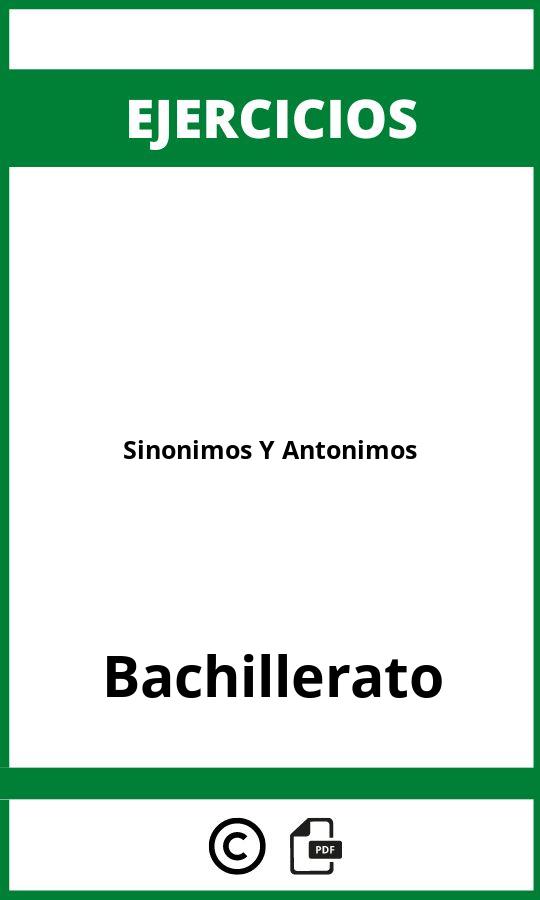 Ejercicios De Sinonimos Y Antonimos Bachillerato PDF