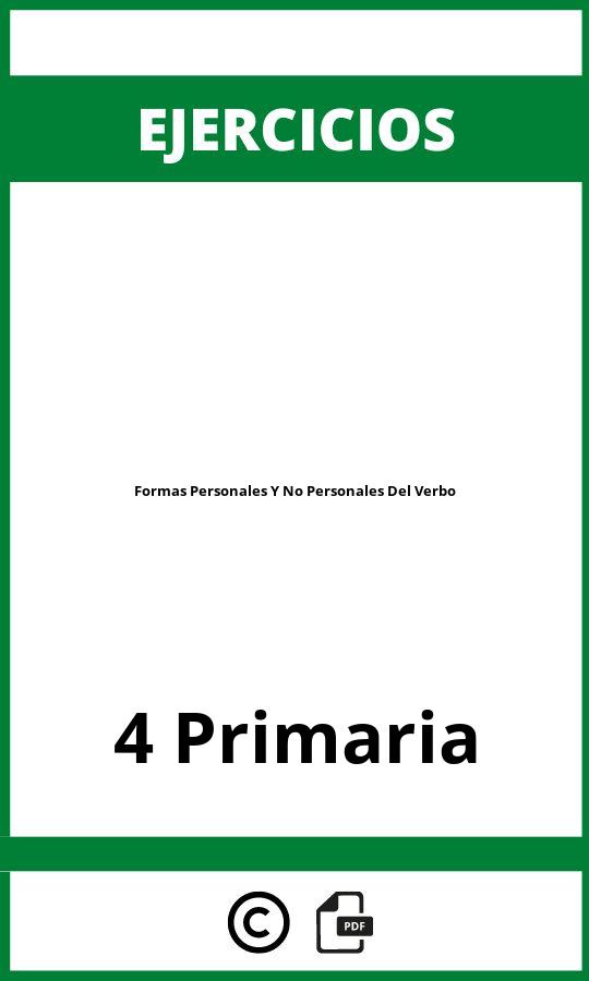 Ejercicios Formas Personales Y No Personales Del Verbo 4 Primaria PDF