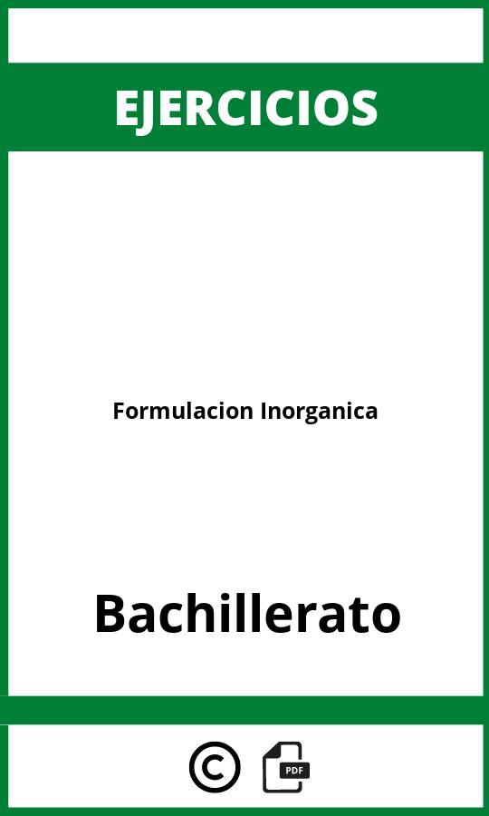 Ejercicios Formulacion Inorganica Bachillerato PDF