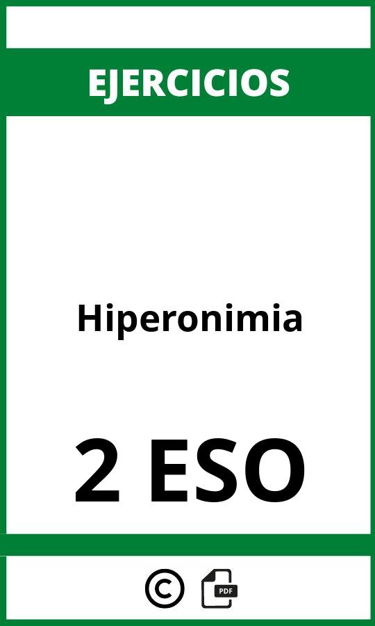 Ejercicios Hiperonimia 2 ESO PDF