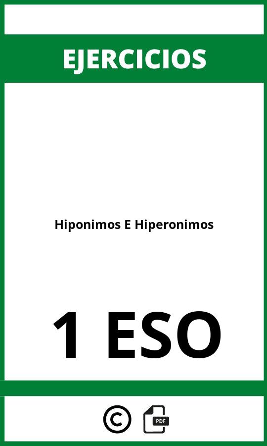 Ejercicios Hiponimos E Hiperonimos 1 ESO PDF