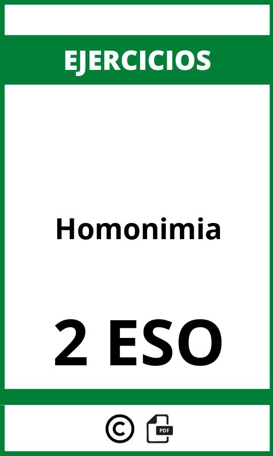 Ejercicios Homonimia 2 ESO PDF