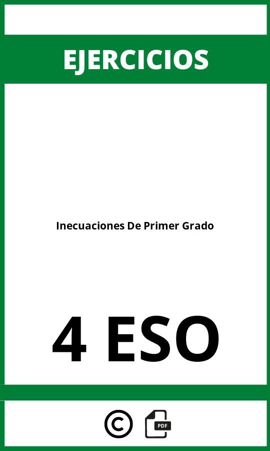 Ejercicios Inecuaciones De Primer Grado 4 ESO PDF