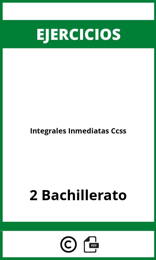 Ejercicios Integrales Inmediatas 2 Bachillerato Ccss PDF