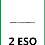 Ejercicios Matematicas 2 ESO Monomios Polinomios PDF