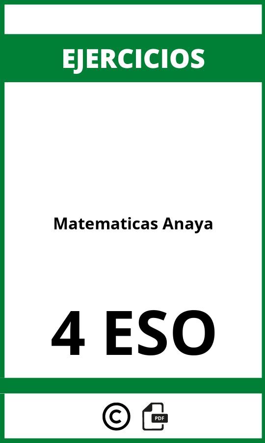 Ejercicios Matemáticas 4 ESO PDF  Anaya