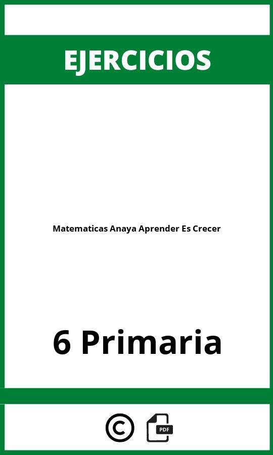 Ejercicios Matematicas 6 Primaria Anaya Aprender Es Crecer PDF