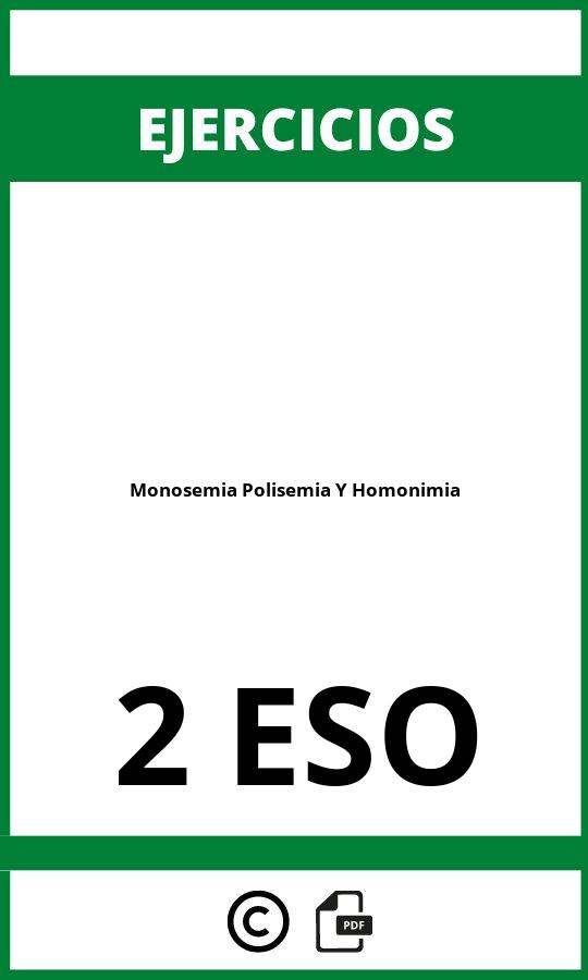 Ejercicios Monosemia Polisemia Y Homonimia 2 ESO PDF