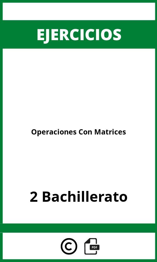 Ejercicios Operaciones Con Matrices 2 Bachillerato PDF