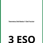 Ejercicios Teorema Del Resto Y Del Factor 3 ESO PDF